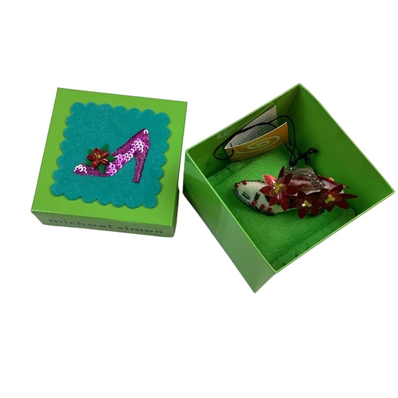 Michael Simon Handmade Poinsettia Shoe Christmas Tree Ornament - Picture 2 of 14